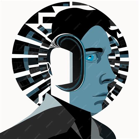 Premium Vector | A schizophrenic person his eyes are completely covered and his face is show in ...