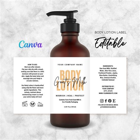 Buy Body Lotion Bottle Labels Design, Lotion Label Template, Handmade ...