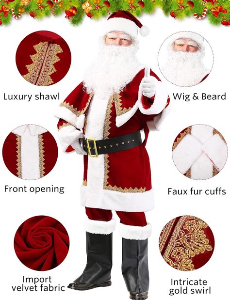 Buy YAOGEG Santa Claus Costume Santa Suit Adults Men,Velvet Santa ...