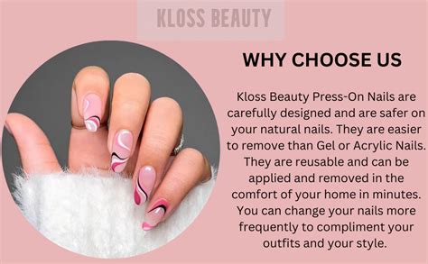 Buy KLOSS BEAUTY High Gloss Pink with Multicolor Swirls press on nails ...