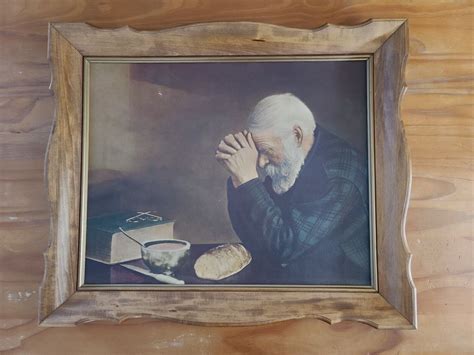 Vintage Picture Grace Old Man Praying Over Bread 16 X 20 | #4844071561