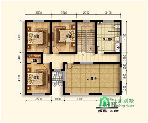 中式现代二层自建房_13x10米新农村二层中式房屋设计图 - 轩鼎房屋图纸手机版