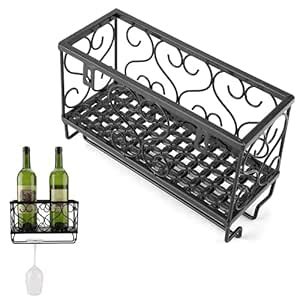 Buy Metal Wine Rack Bottle Champagne Glass Holder Storage Wall Mount ...