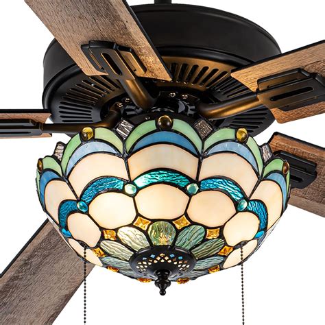 Amazon.com: RIVER OF GOODS 52" Tiffany-Style Ceiling Fan Light with ...