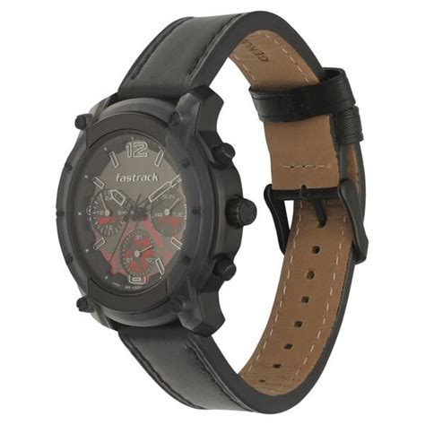 Buy Online Fastrack Gamify Quartz Analog Black Dial Leather Strap Watch ...