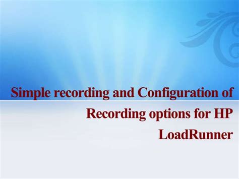 Image result for Load Runner Recording Options