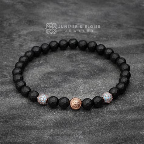 Rose Gold Beaded Bracelet with Aquamarine Spacer Beads