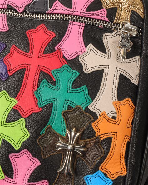 Chrome Hearts Leather Multicolor Cross Patch Backpack