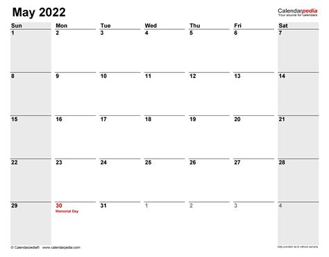 May 2022 Calendar Printable With Notes
