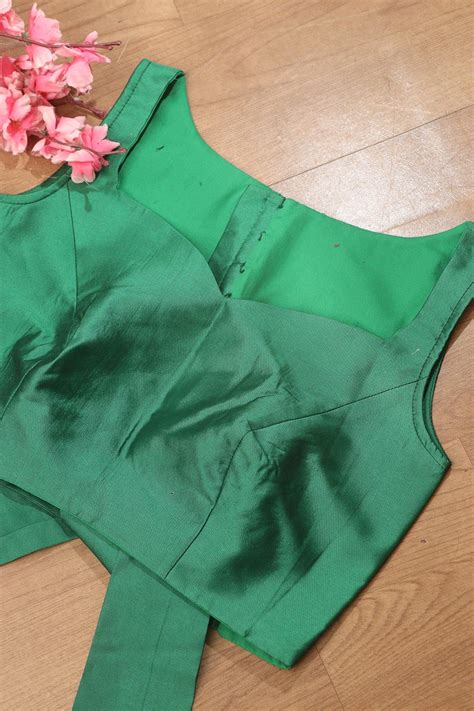 Green Plain Silk Blouse