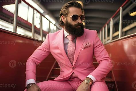 a man wear pink suit in pink world AI Generative 33118914 Stock Photo ...