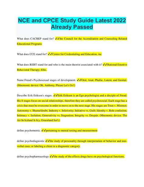 NCE and CPCE Study Guide Latest 2022 Already Passed - Scholarfriends