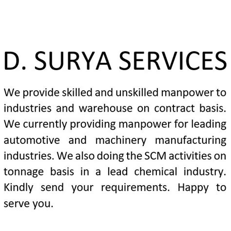 D. Surya Services in Enathur, Kanchipuram - Best Manpower Suppliers in ...