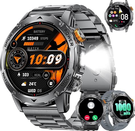 Amazon.com: Smart Watches for Men (Bluetooth 5.2 Calls) with Flashlight ...