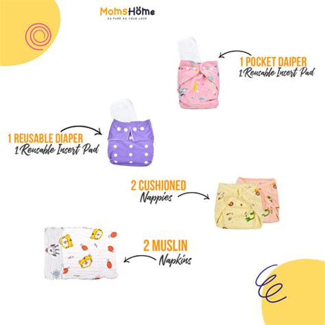 Moms Home New Born Organic Cotton Diaper Gift Set of 8 Items