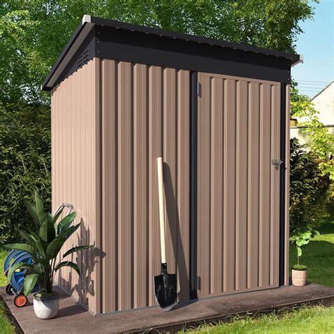 AECOJOY 5' x 3' Outdoor Storage Shed, Small Metal Shed with Design of ...