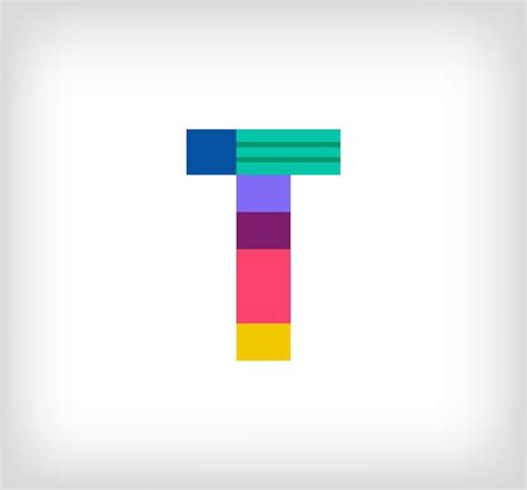 Carta abstrata criativa T logotipo linear multicolorido linhas de ...