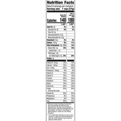 Honey Nut Cheerios Food Label