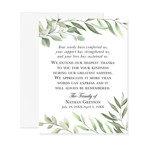 Buy Hello Love Goods Greenery Funeral Thank You Cards, Sympathy ...