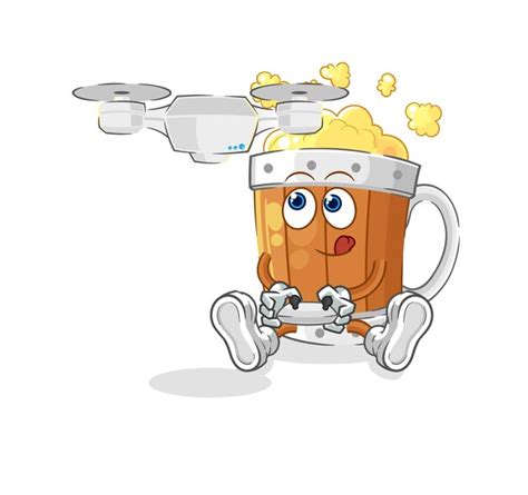 Bierpul met drone karakter cartoon mascotte vector | Premium Vector