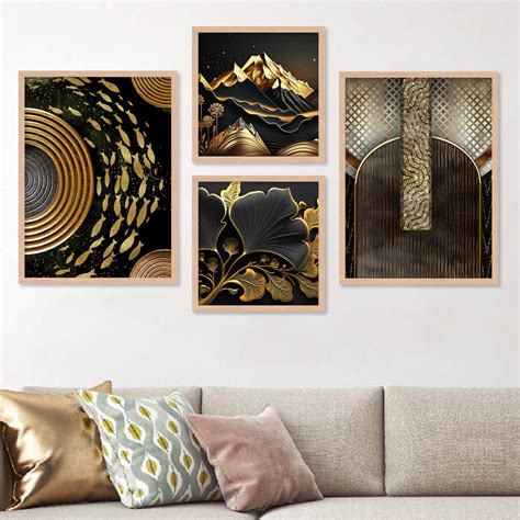 Black and Golden Modern Art Aesthetic Premium Digital Paintings with F ...