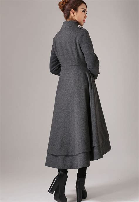 Gray Wool Coats, Long Wool Coat Women, Winter Coat, Wool Coat, Swing ...