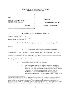 Fillable Online Holley - Solicitation Affidavit of Service Fax Email ...