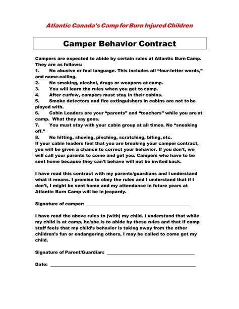Free Printable Behavior Contract Templates [PDF, Word] Home, Adults