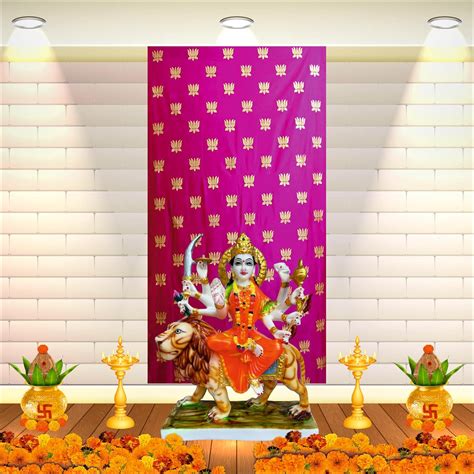 Party Baazaar Pink Backdrop with Flowers | Pooja Backdrop Decoration ...