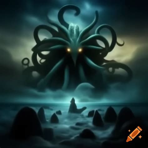 Haunting universe with mythical creatures in ancient sea on Craiyon