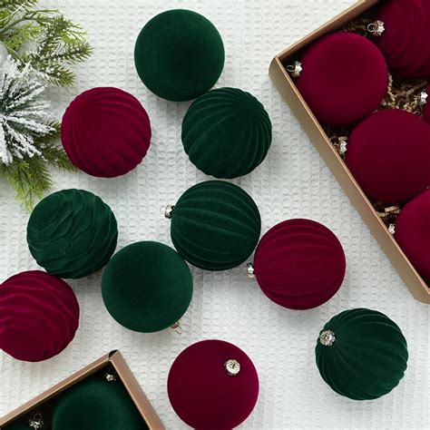 Amazon.com: Maritown Velvet Christmas Ornaments, 24 Pcs 3.1 Inches ...