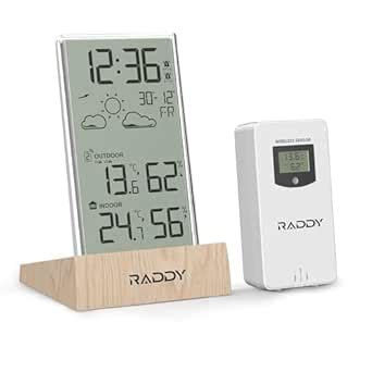 Raddy V5 Indoor Outdoor Thermometer Hygrometer Wireless Weather Station ...