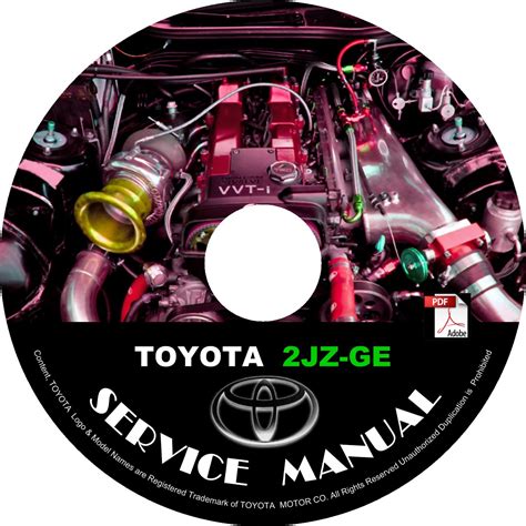 TOYOTA Engine 2JZ-GE Service Repair Shop Manual on CD Fix Repair Rebuild 2JZGE Workshop