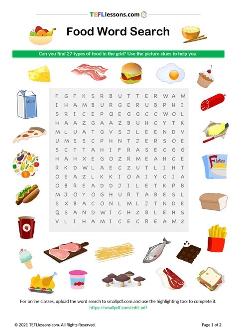 Snack Foods Word Search Puzzle at Missy Lynch blog