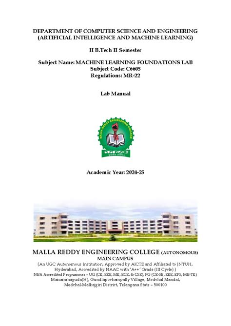 Malla Reddy College Machine Learning LAB Manual - DEPARTMENT OF ...