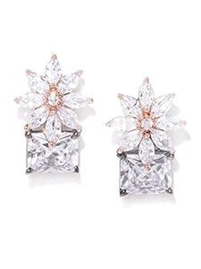 Buy Priyaasi Silver-Plated Floral Shaped Studs with American Diamond ...