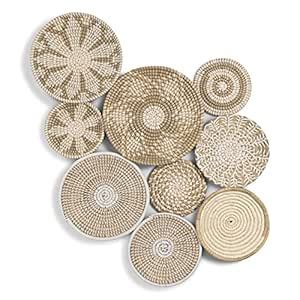 Kubohub Wall Basket Decor Set Of 9 - Hanging Handmade Seagrass Baskets ...