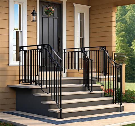 Front Porch Wrought Iron Handrails for Outdoor Steps Bringing Classic ...