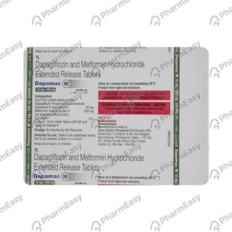 Dapamac M 10/500mg Strip Of 10 Tablets: Uses, Side Effects, Price ...