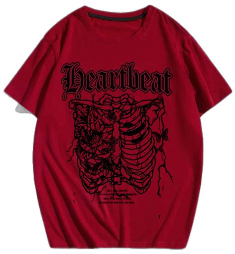 Guys Skeleton & Letter Graphic Tee | Red and black shirt, Baggy shirts ...