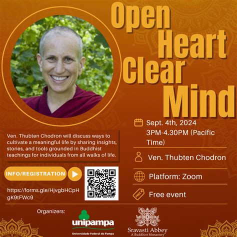 Online: Open Heart, Clear Mind with Ven. Thubten Chodron - Sravasti ...