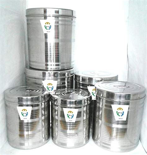 Buy NBM steel brand container 6 pcs 5 kg to 10 kg size big dabba set ...