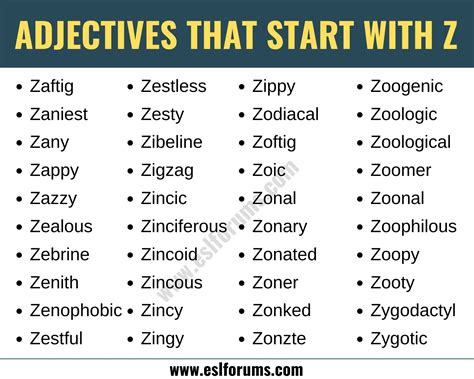 396 Adjectives that Start with Z | Z Adjectives - ESL Forums