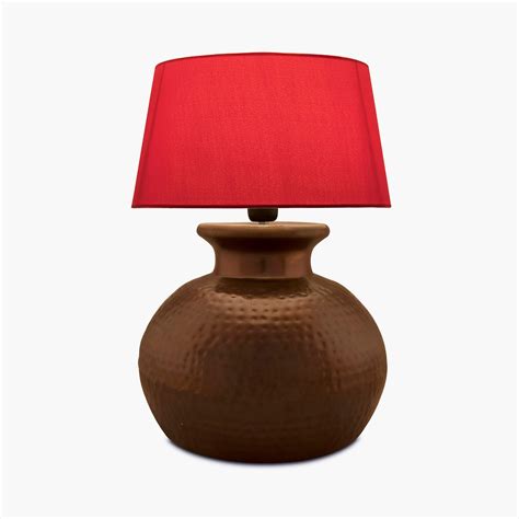 Buy HOMESAKE Contemporary Decor Red Linen And Metal Table Lamp With ...