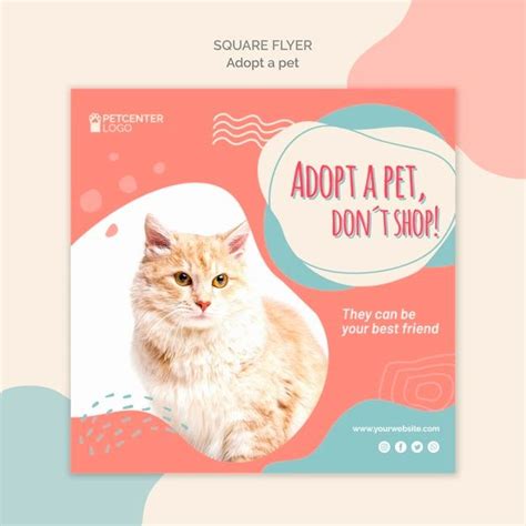 Pet adoption square flyer | Free PSD | Pet branding, Pet adoption, Pets