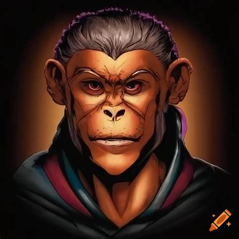 Comic-style portrait of a monkey
