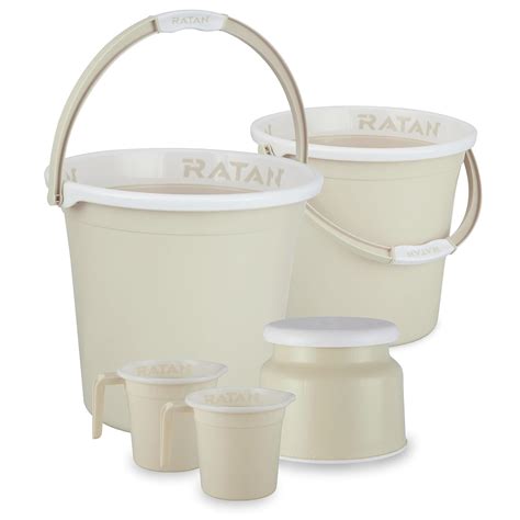 RATAN PLASTICWARE Plastic Bathroom Set of 5 Pieces Combo Pack Gloria ...