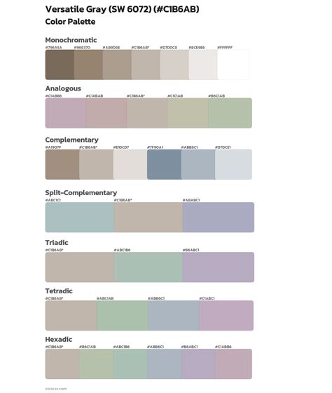Sherwin Williams Versatile Gray (SW 6072) Paint coordinating colors and ...