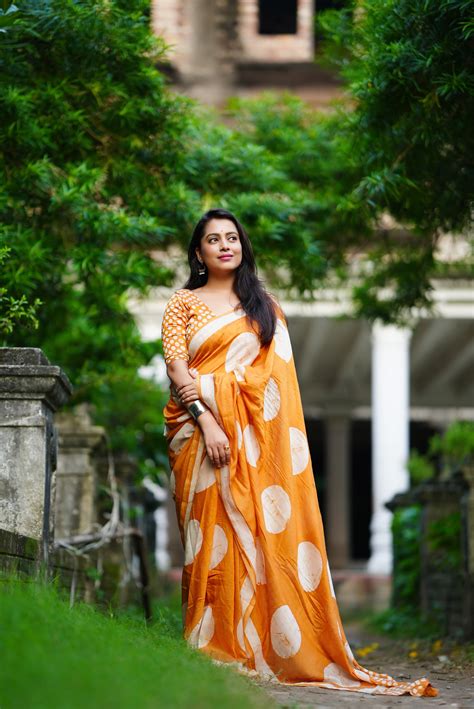 Pure Chanderi Cotton With Hand Batik Polka Design All Over With Cotton ...