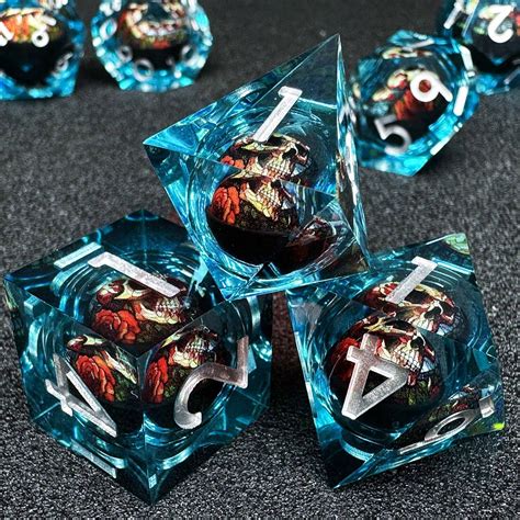 HAOMEJA Skull Resin Dice Set 7 Pcs Liquid Core Dice Role Playing Dice ...